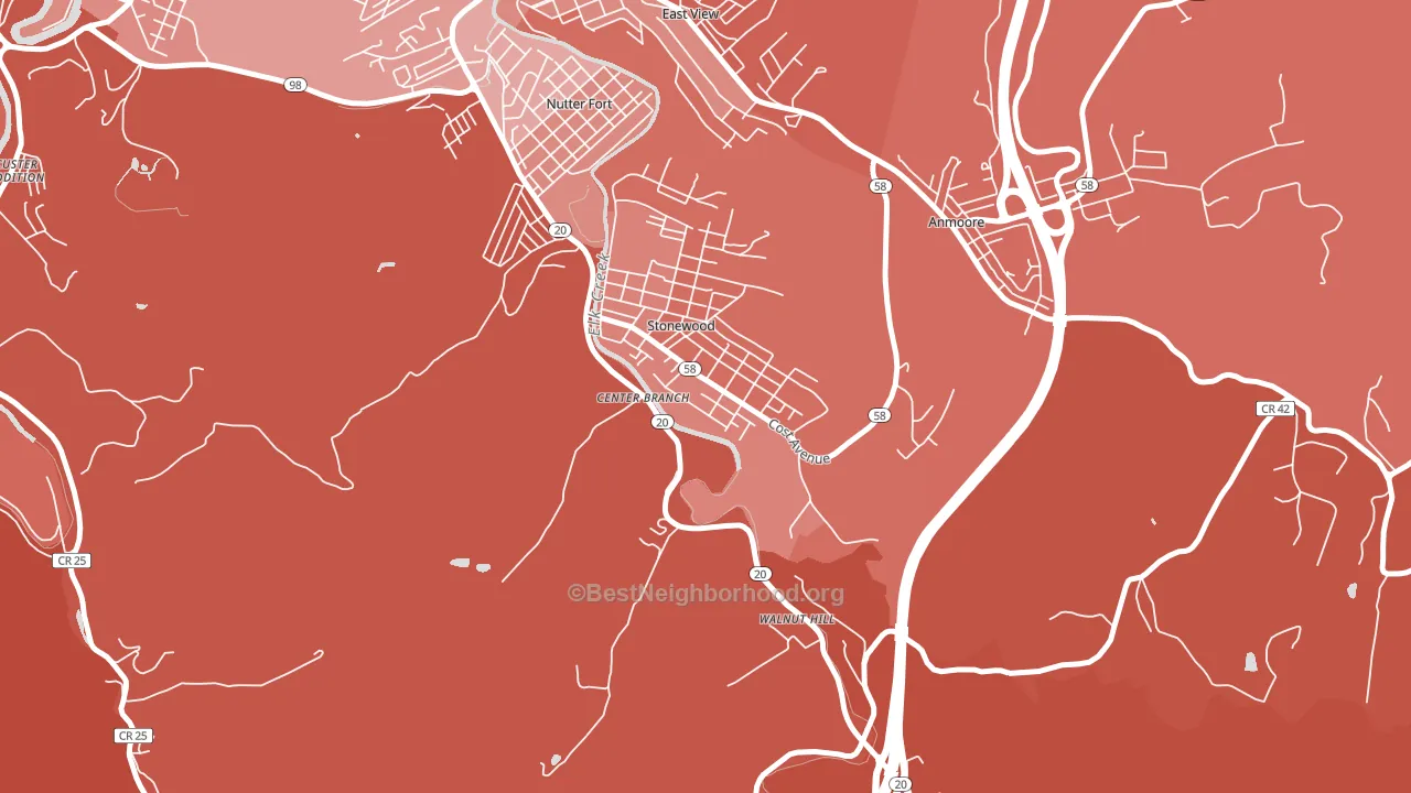 Stonewood, WV block-group political-lean map