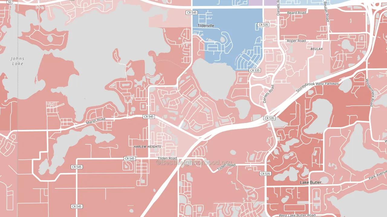 Stoneybrook West, Winter Garden, FL block-group political-lean map