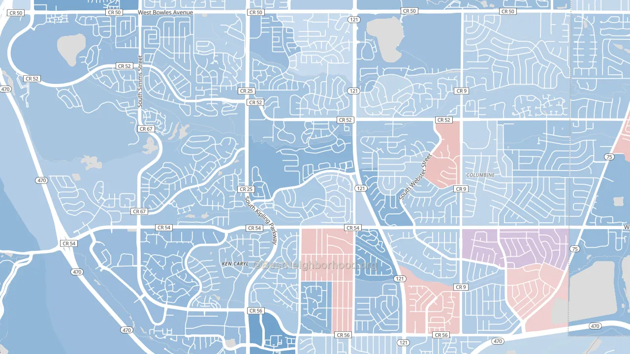 Stony Creek, Ken Caryl, CO block-group political-lean map