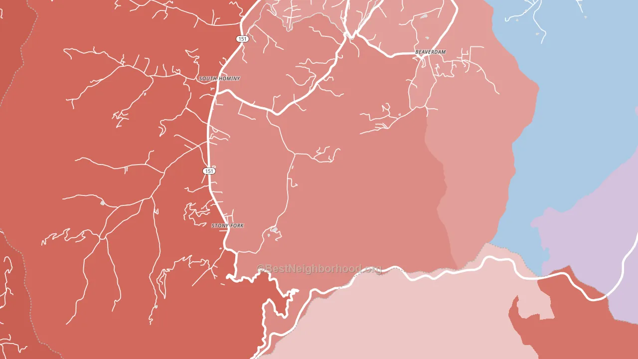Stony Fork, NC block-group political-lean map