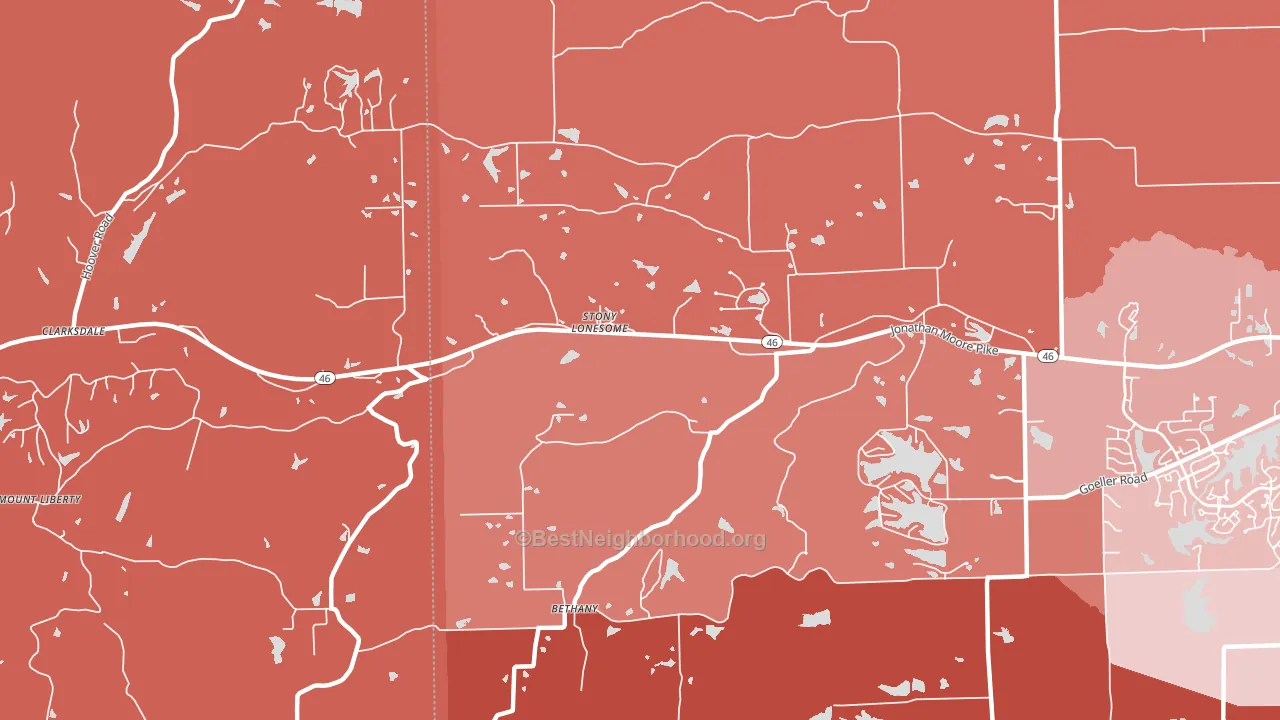 Stony Lonesome, IN block-group political-lean map
