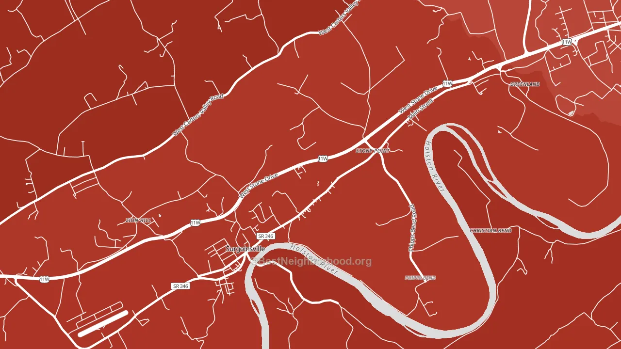 Stony Point, TN block-group political-lean map