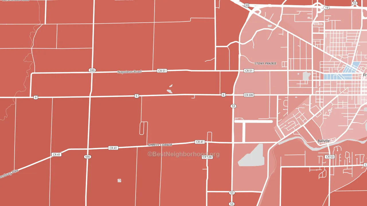 Stony Prairie, OH block-group political-lean map
