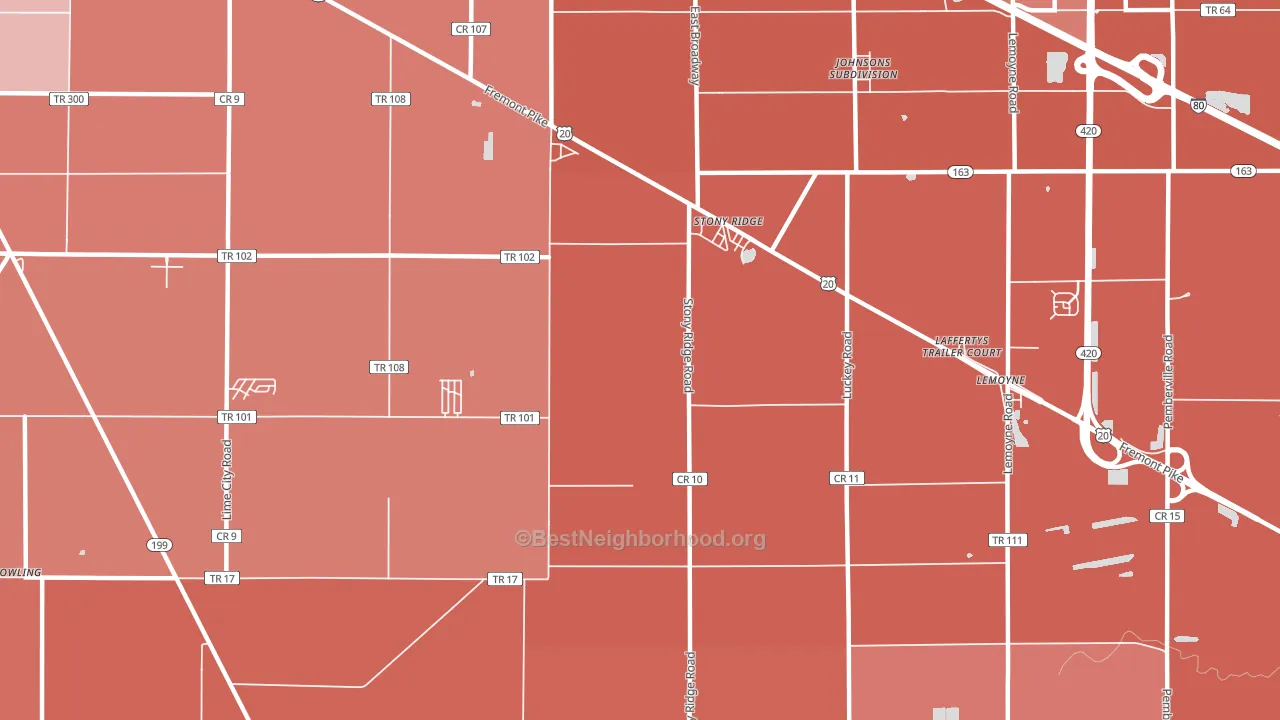 Stony Ridge, OH block-group political-lean map