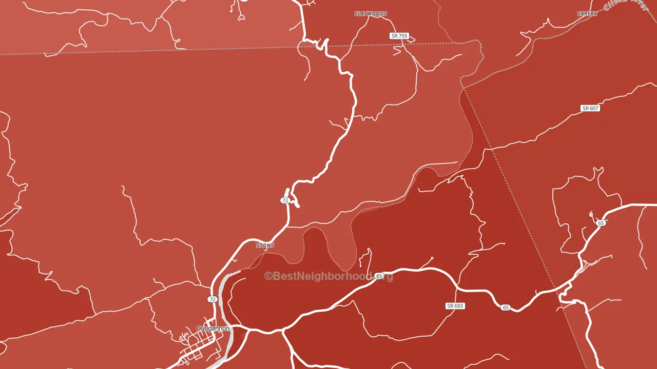 Stony, VA block-group political-lean map