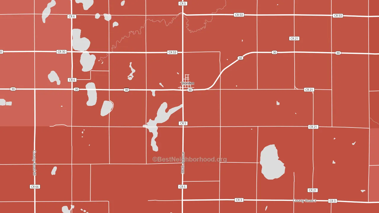 Storden, MN block-group political-lean map