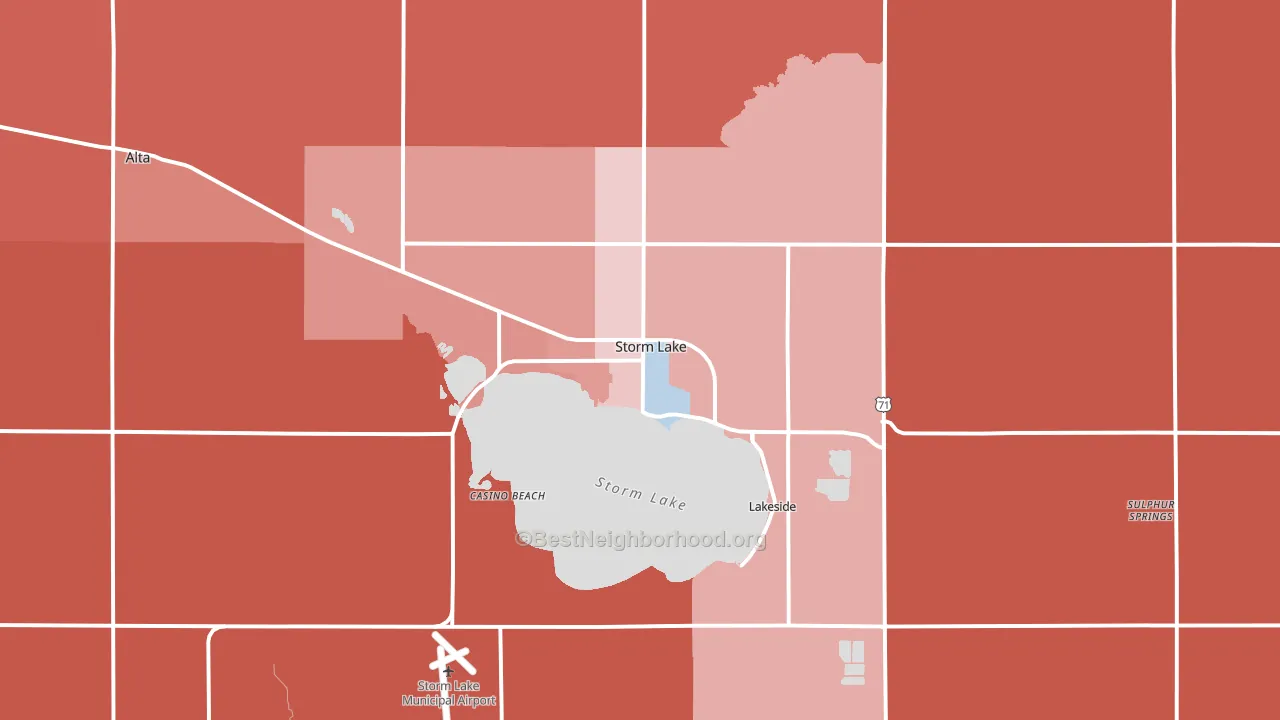 Storm Lake, IA block-group political-lean map