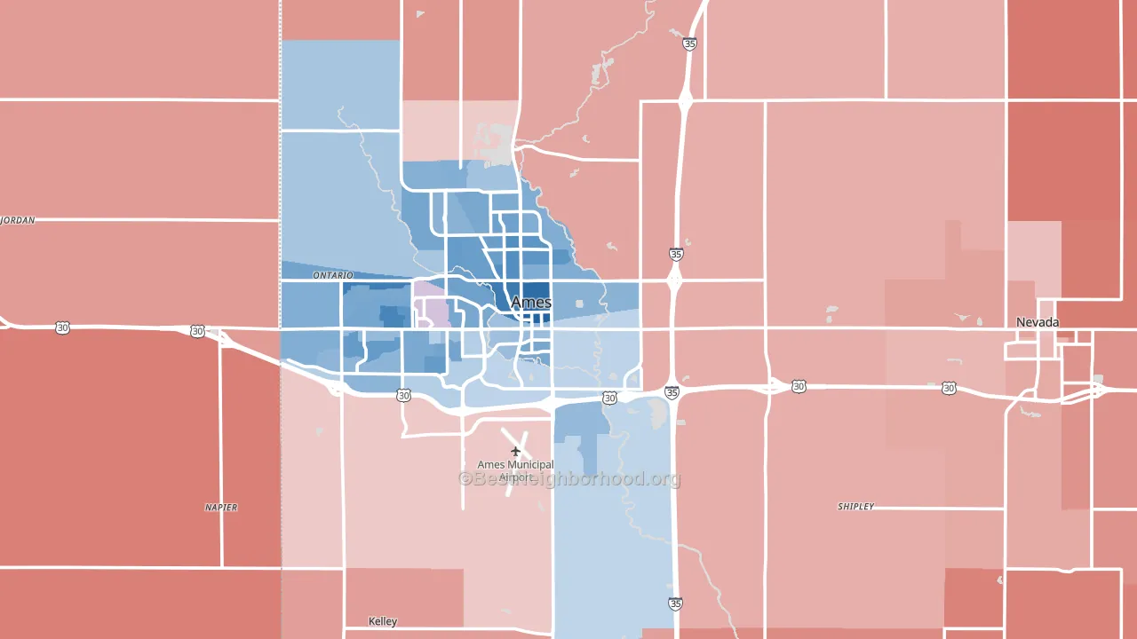 Story County, IA block-group political-lean map