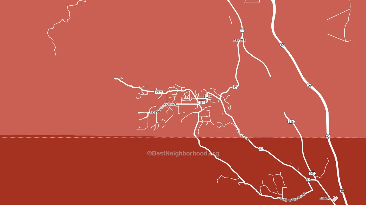 Story, WY block-group political-lean map