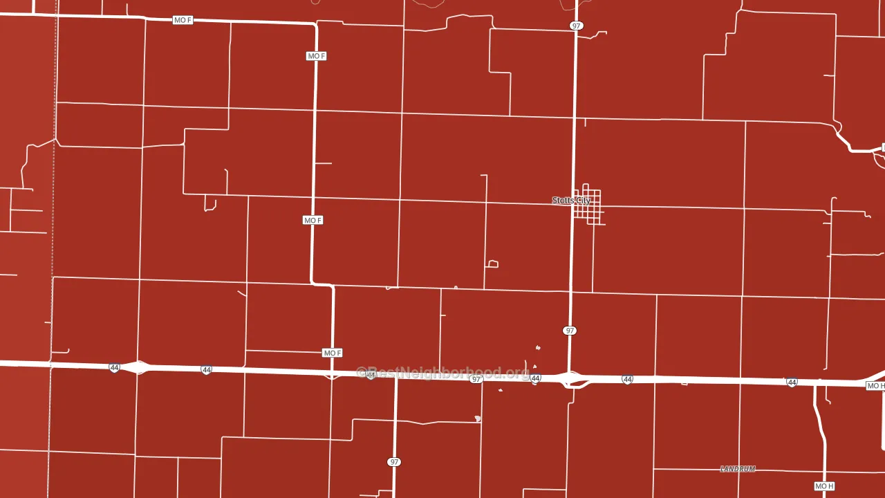 Stotts City, MO block-group political-lean map