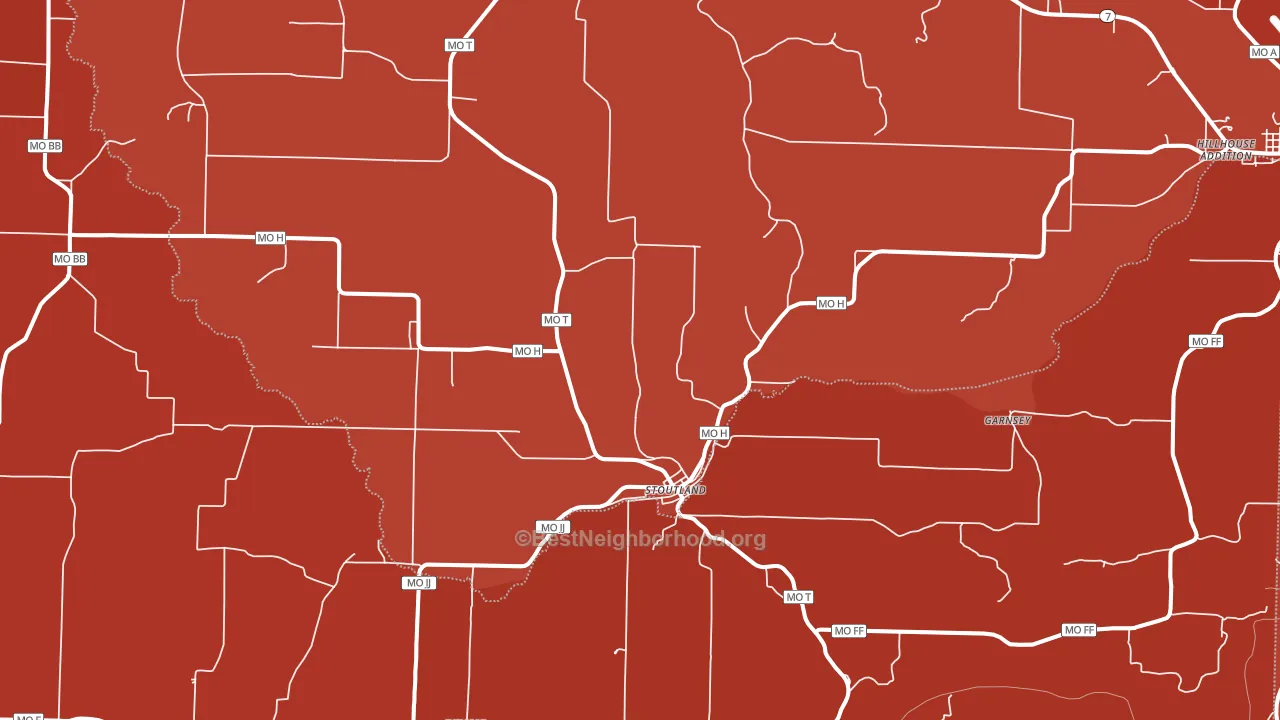 Stoutland, MO block-group political-lean map