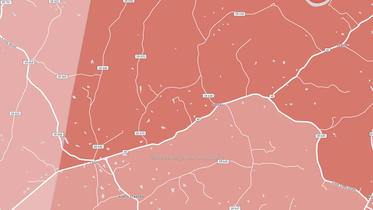 Stovall, VA block-group political-lean map