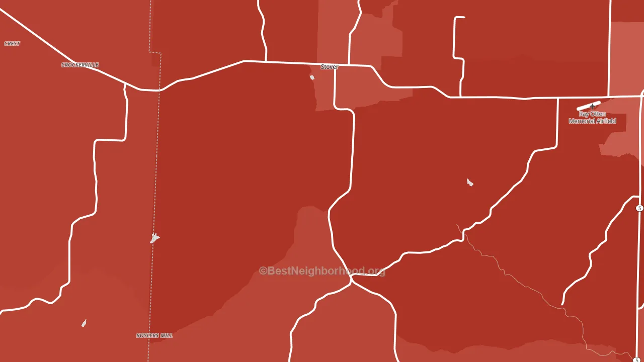 Stover, MO block-group political-lean map