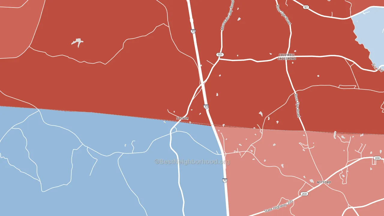 Stover, SC block-group political-lean map