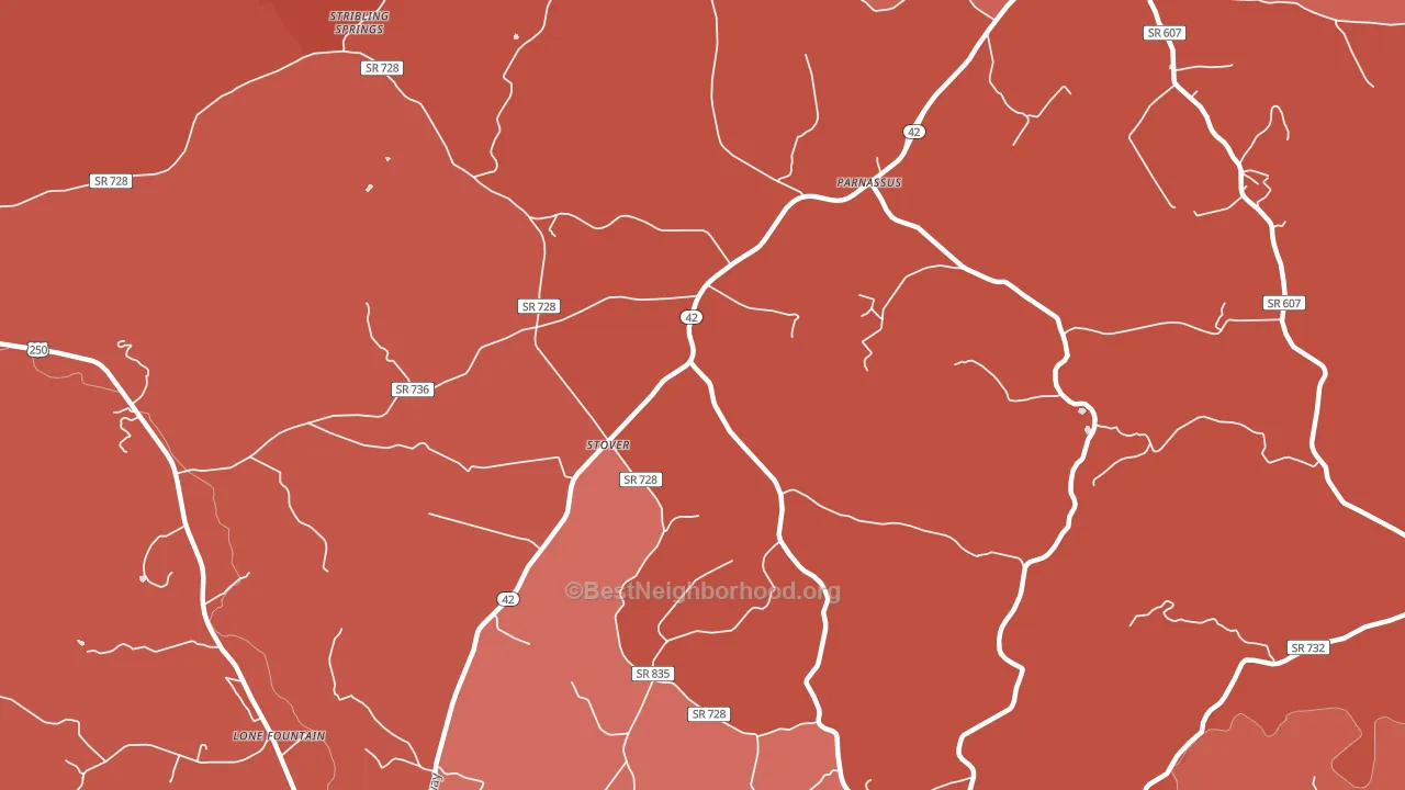Stover, VA block-group political-lean map