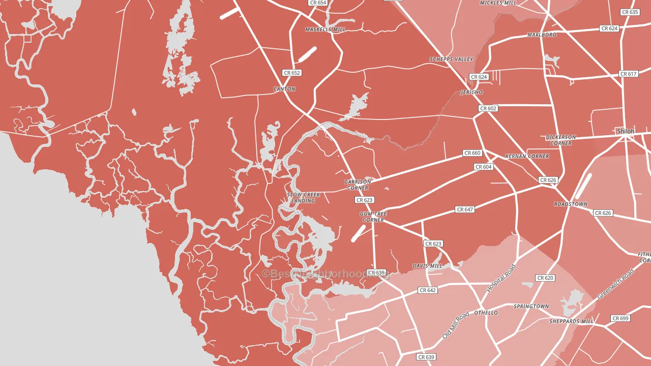 Stow Creek Landing, NJ block-group political-lean map