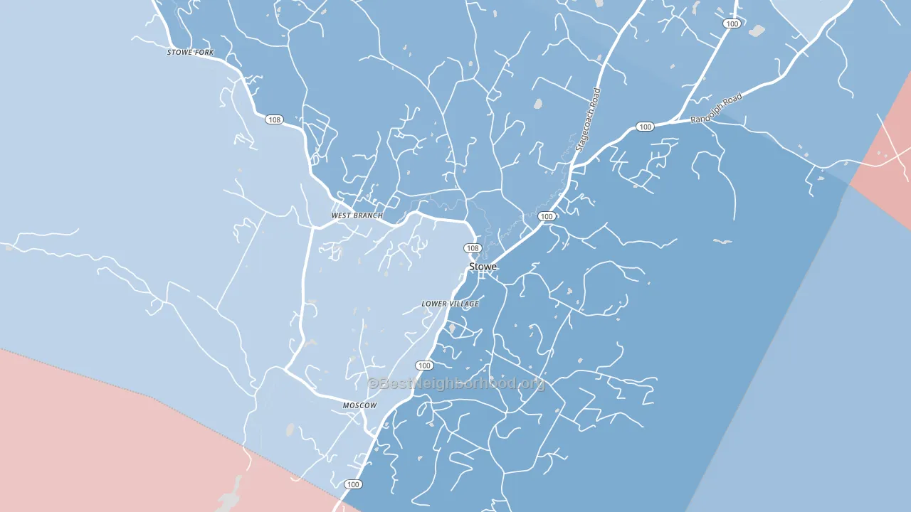 Stowe, VT block-group political-lean map