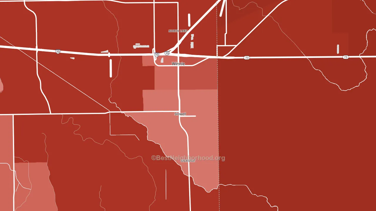 Stowell, TX block-group political-lean map