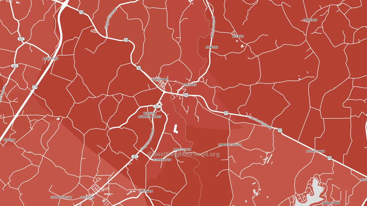 Stoystown, PA block-group political-lean map