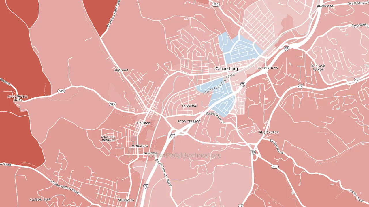 Strabane, PA block-group political-lean map