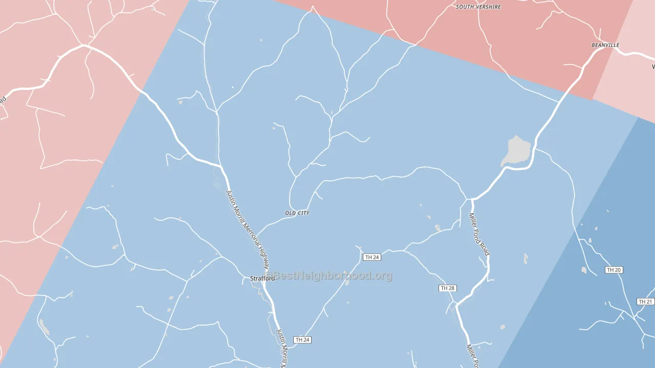 Strafford, VT block-group political-lean map