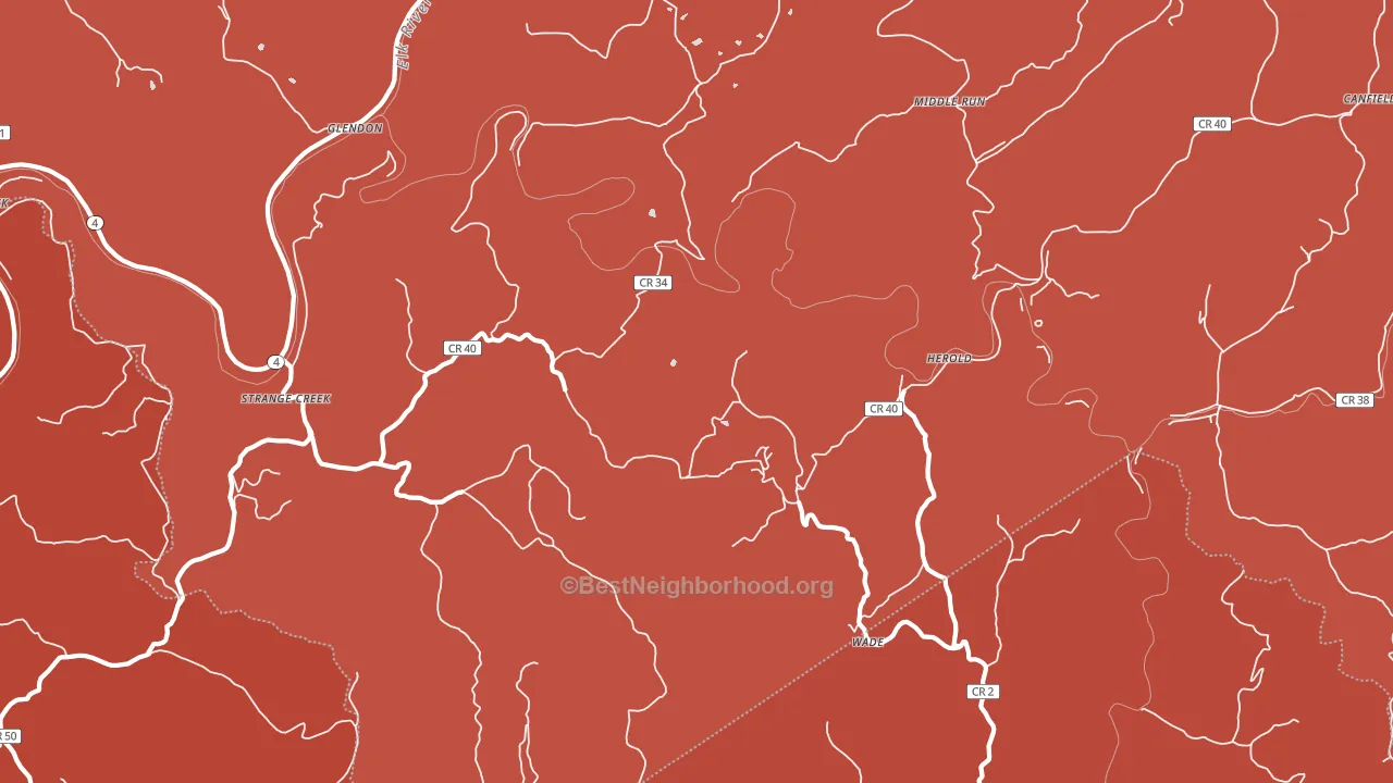 Strange Creek, WV block-group political-lean map