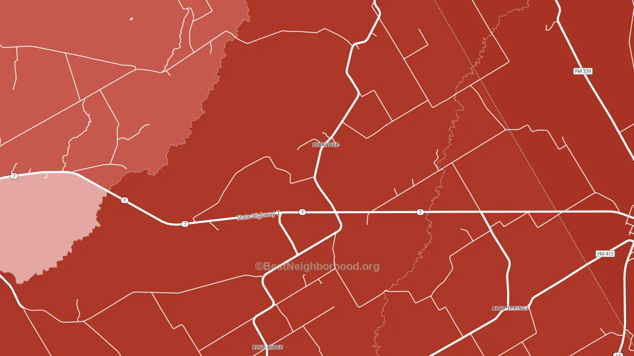 Stranger, TX block-group political-lean map