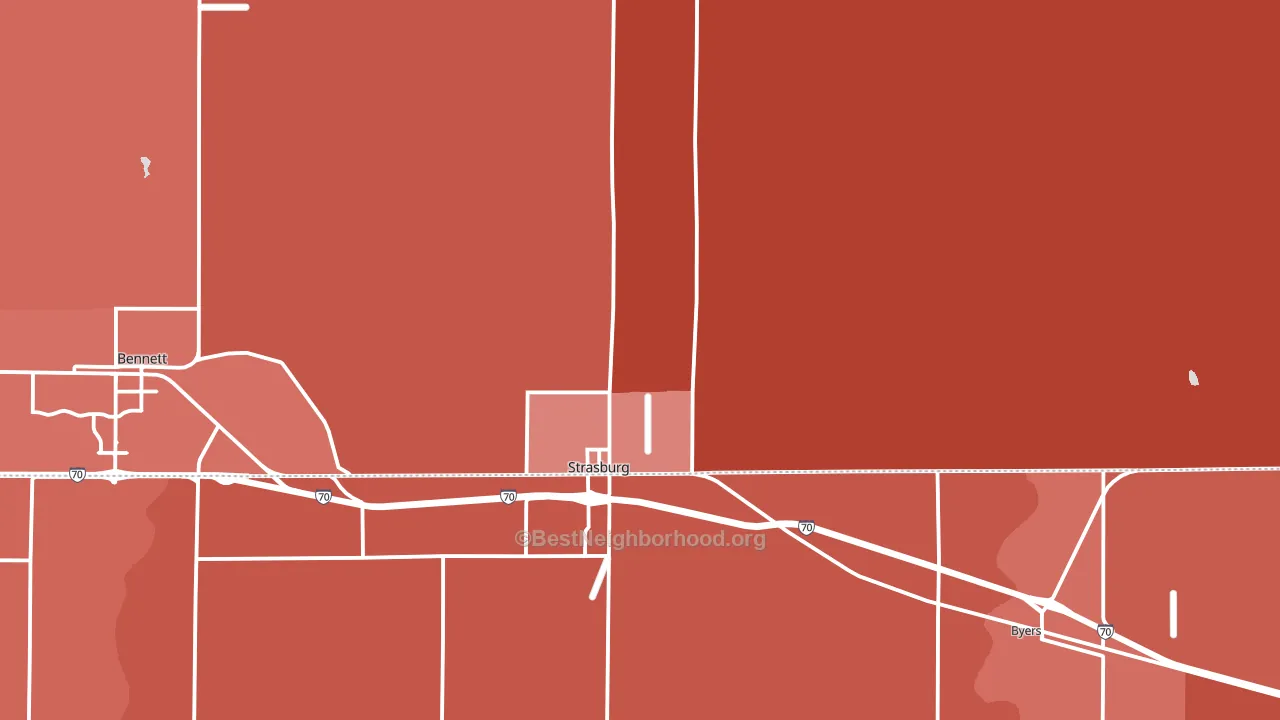Strasburg, CO block-group political-lean map