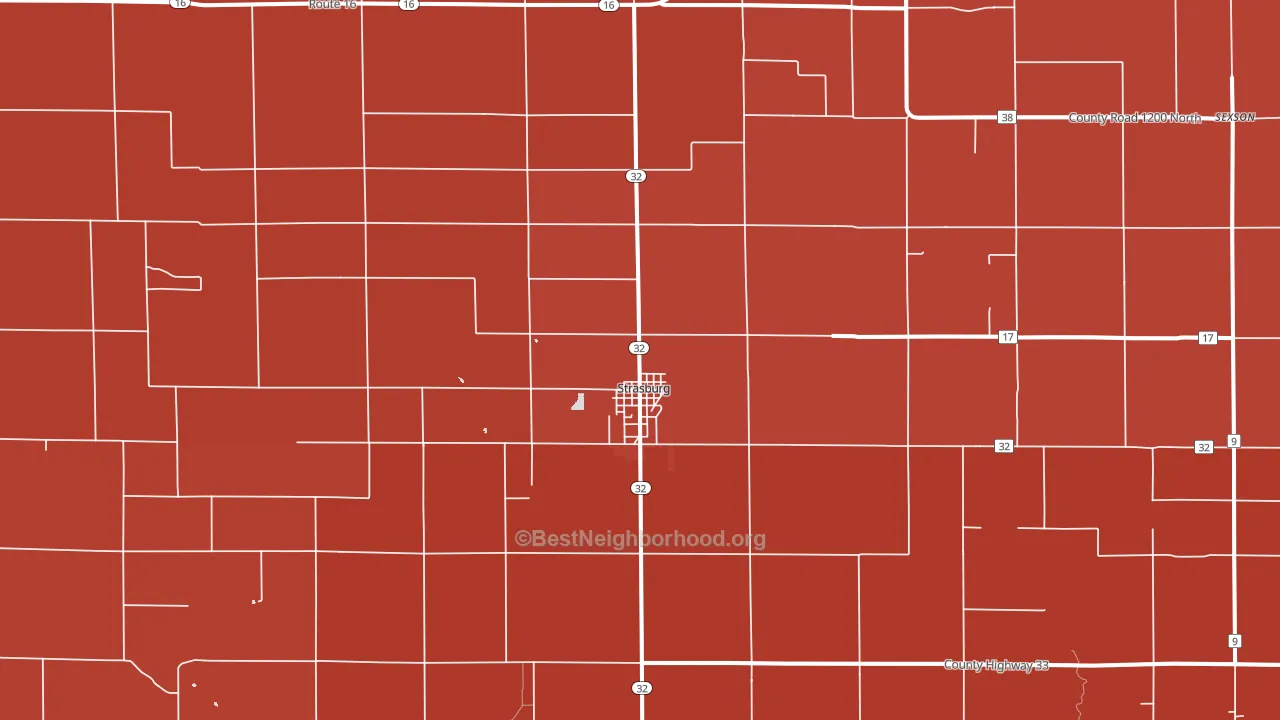 Strasburg, IL block-group political-lean map