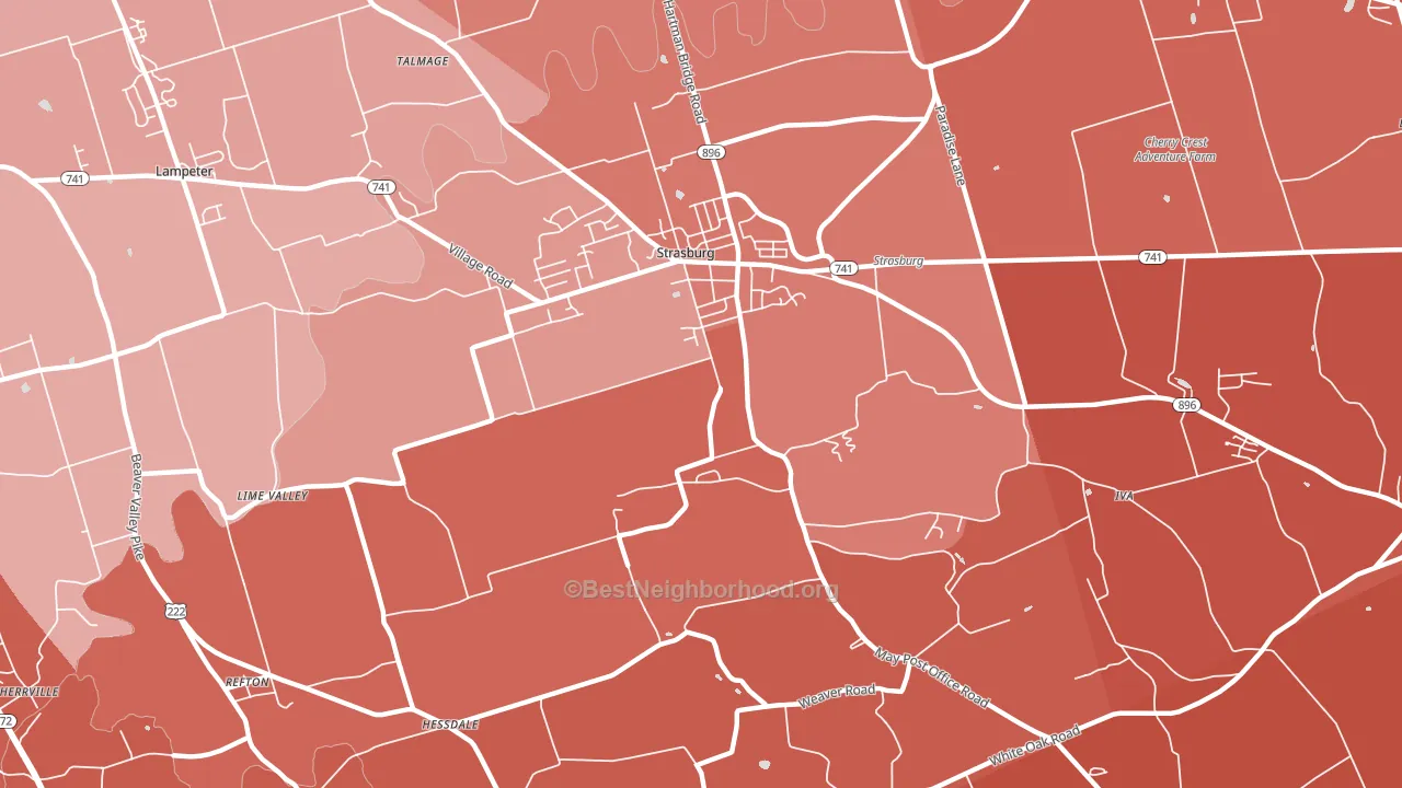 Strasburg, PA block-group political-lean map