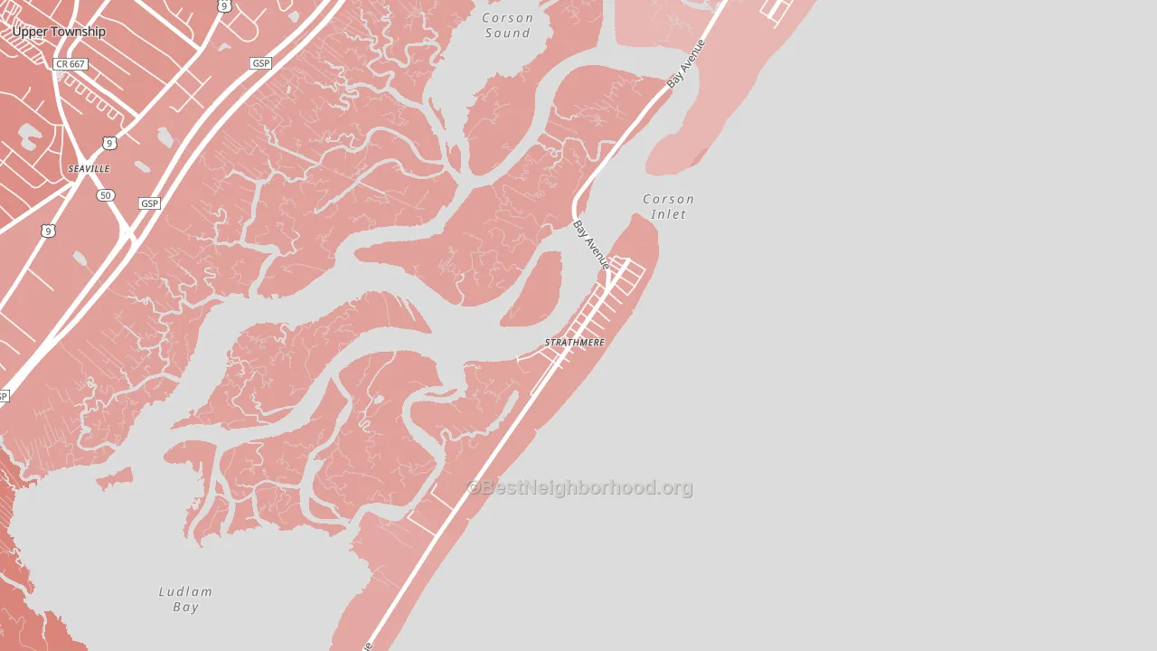 Strathmere, NJ block-group political-lean map