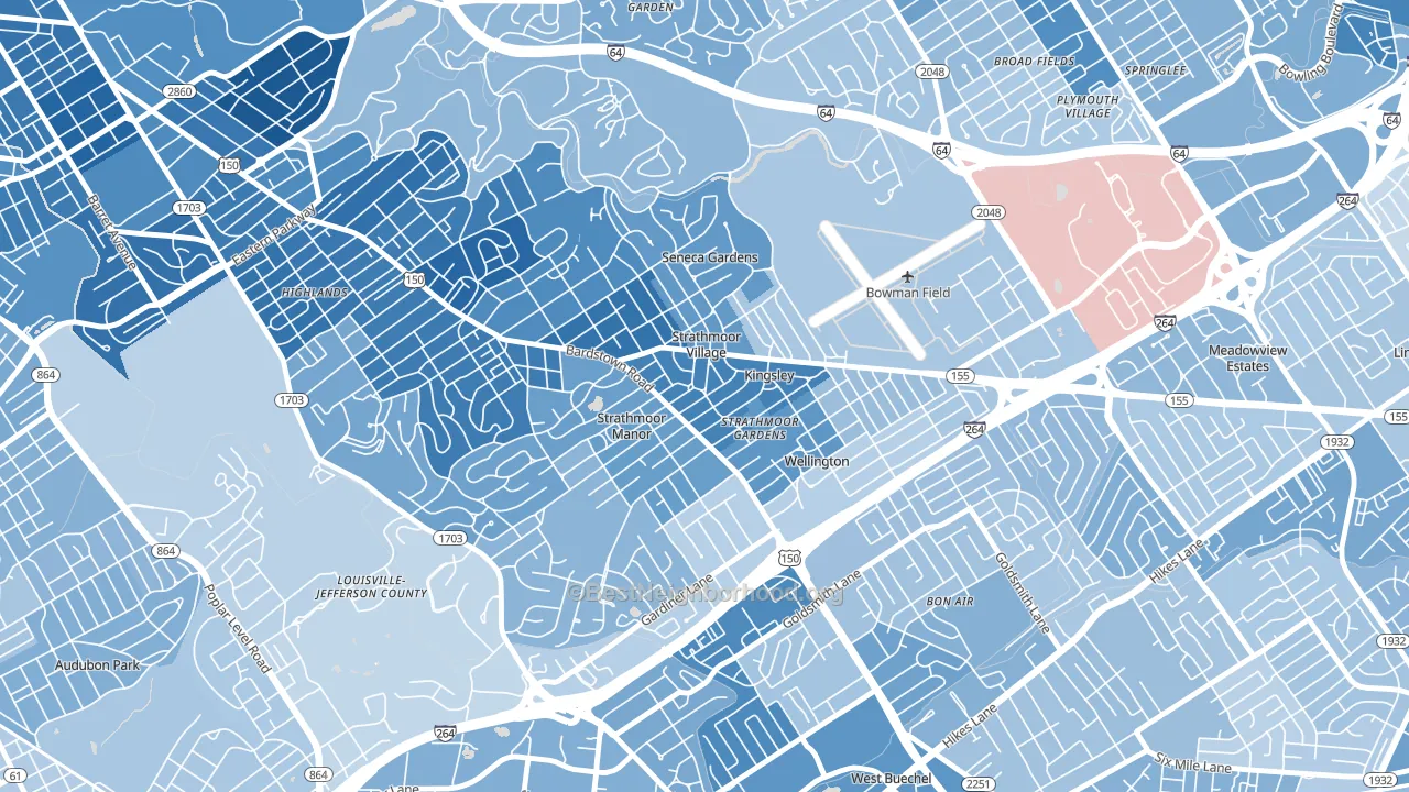 Strathmoor Village, KY block-group political-lean map