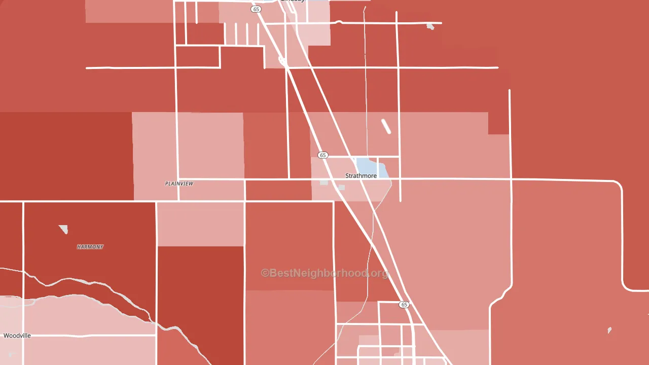 Strathmore, CA block-group political-lean map