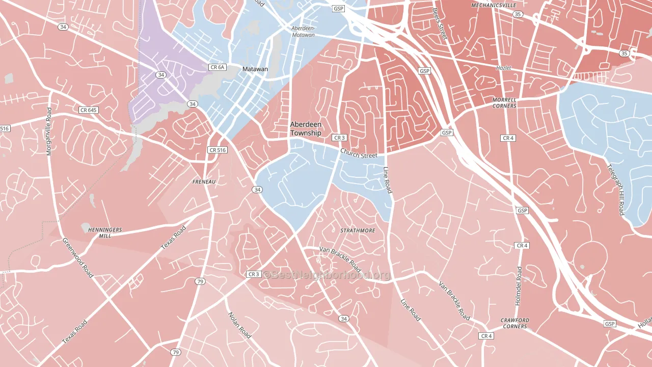 Strathmore, NJ block-group political-lean map