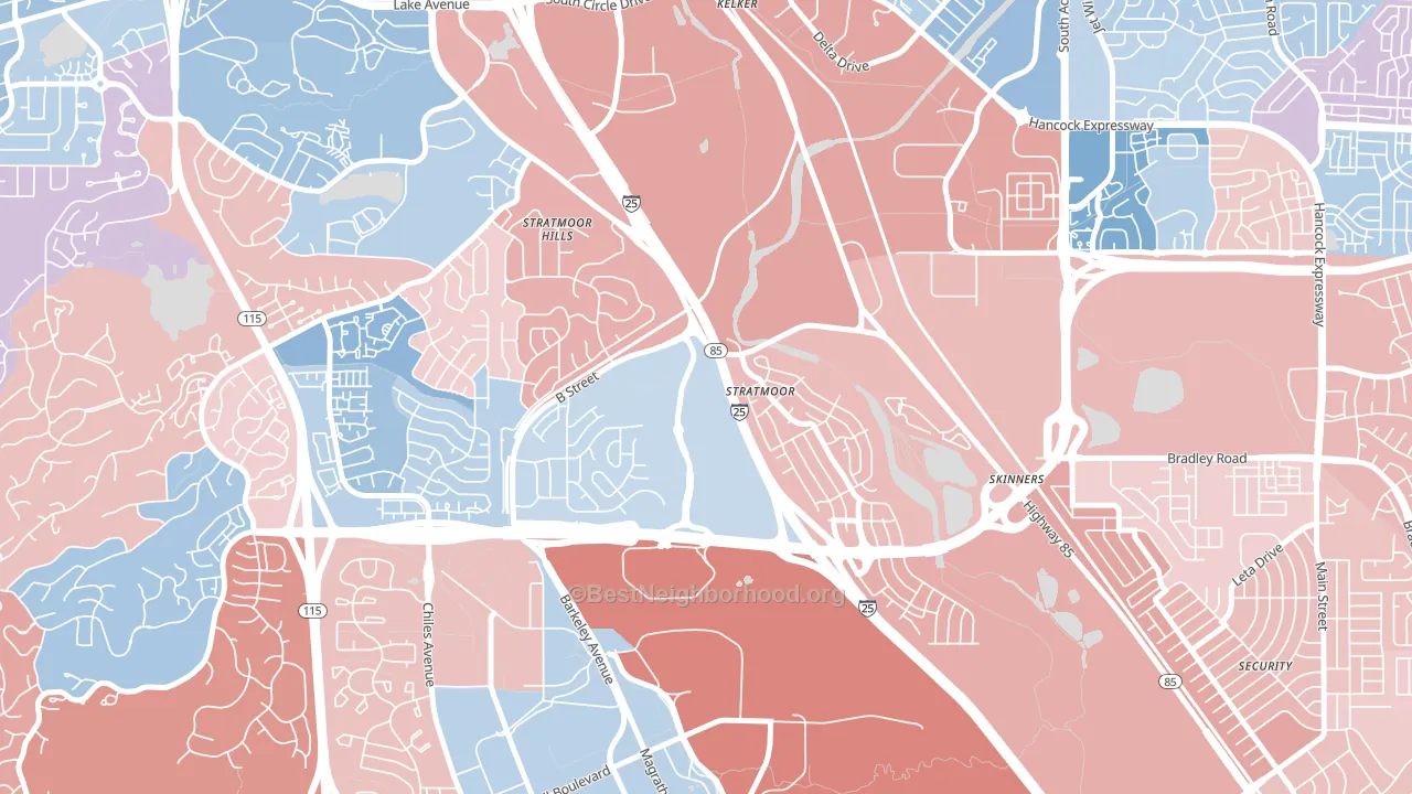 Stratmoor, CO block-group political-lean map