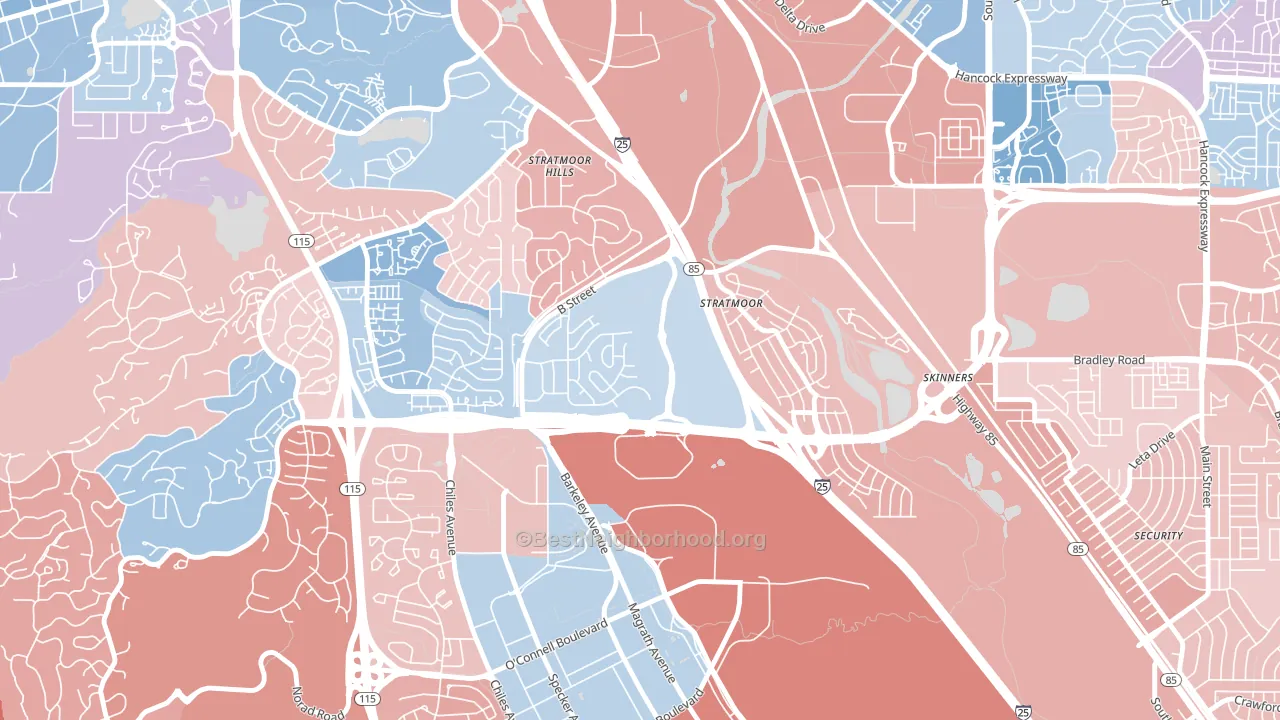 Stratmoor Hills, Stratmoor, CO block-group political-lean map
