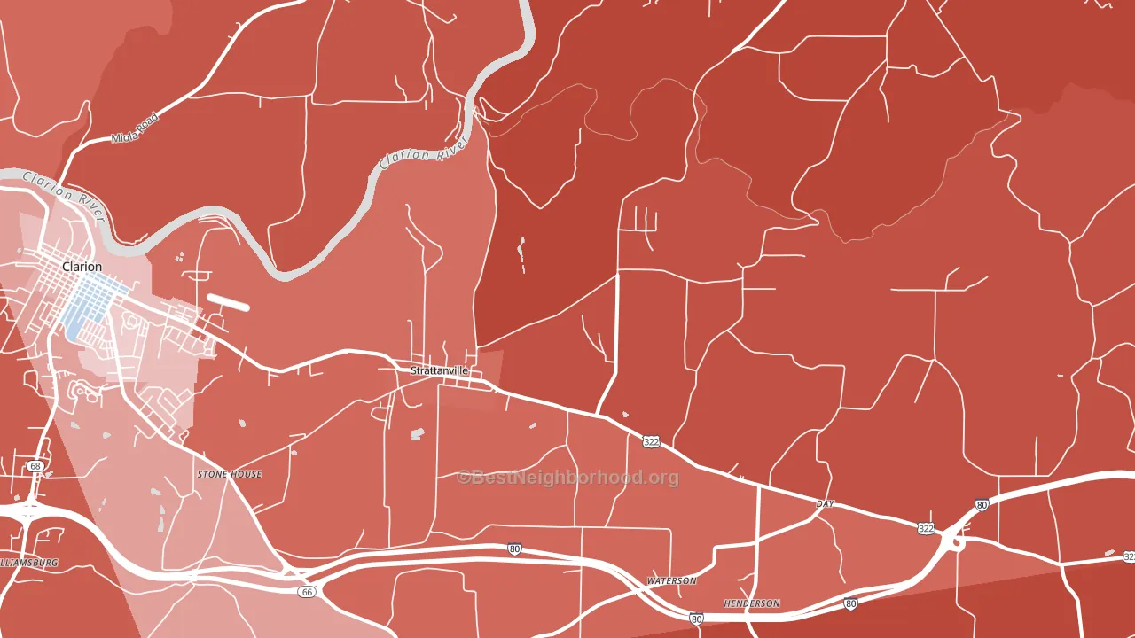 Strattanville, PA block-group political-lean map