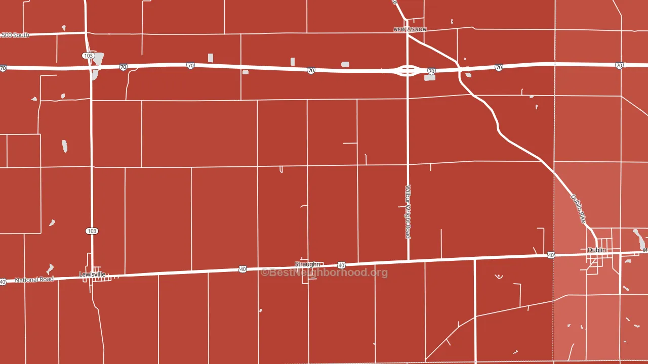 Straughn, IN block-group political-lean map