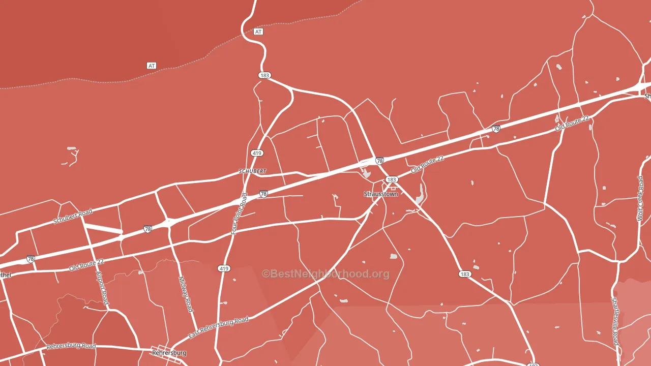 Strausstown, PA block-group political-lean map