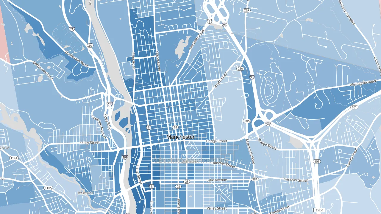 Straw-Smyth, Manchester, NH block-group political-lean map