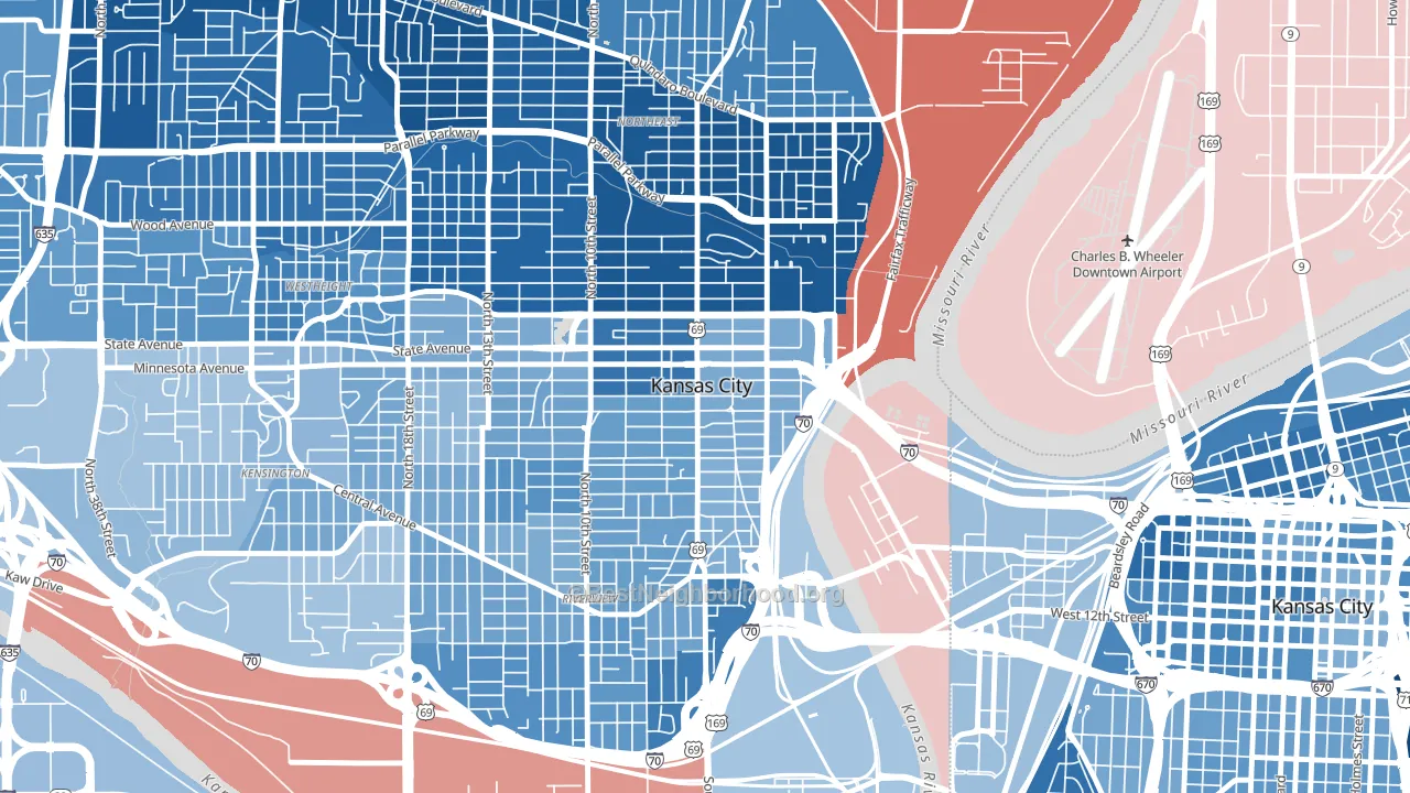 Strawberry Hill, Kansas City, KS block-group political-lean map