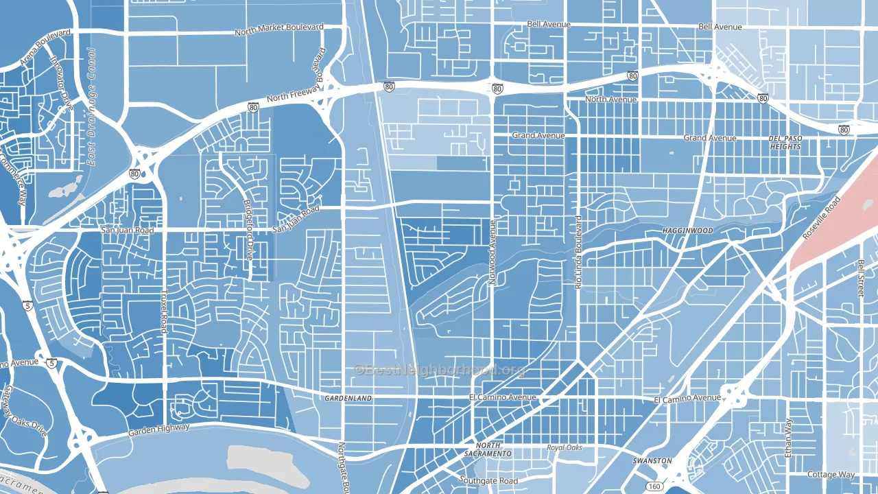Strawberry Manor, Sacramento, CA block-group political-lean map