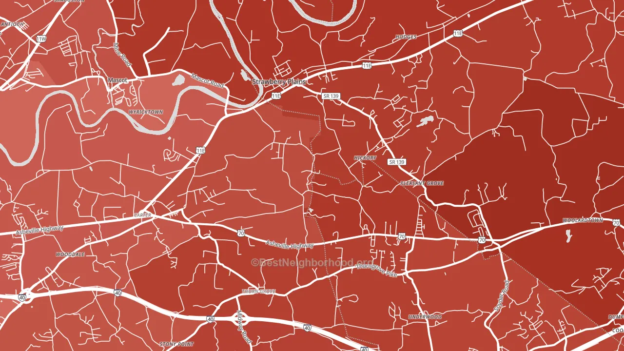 Strawberry Plains, TN block-group political-lean map