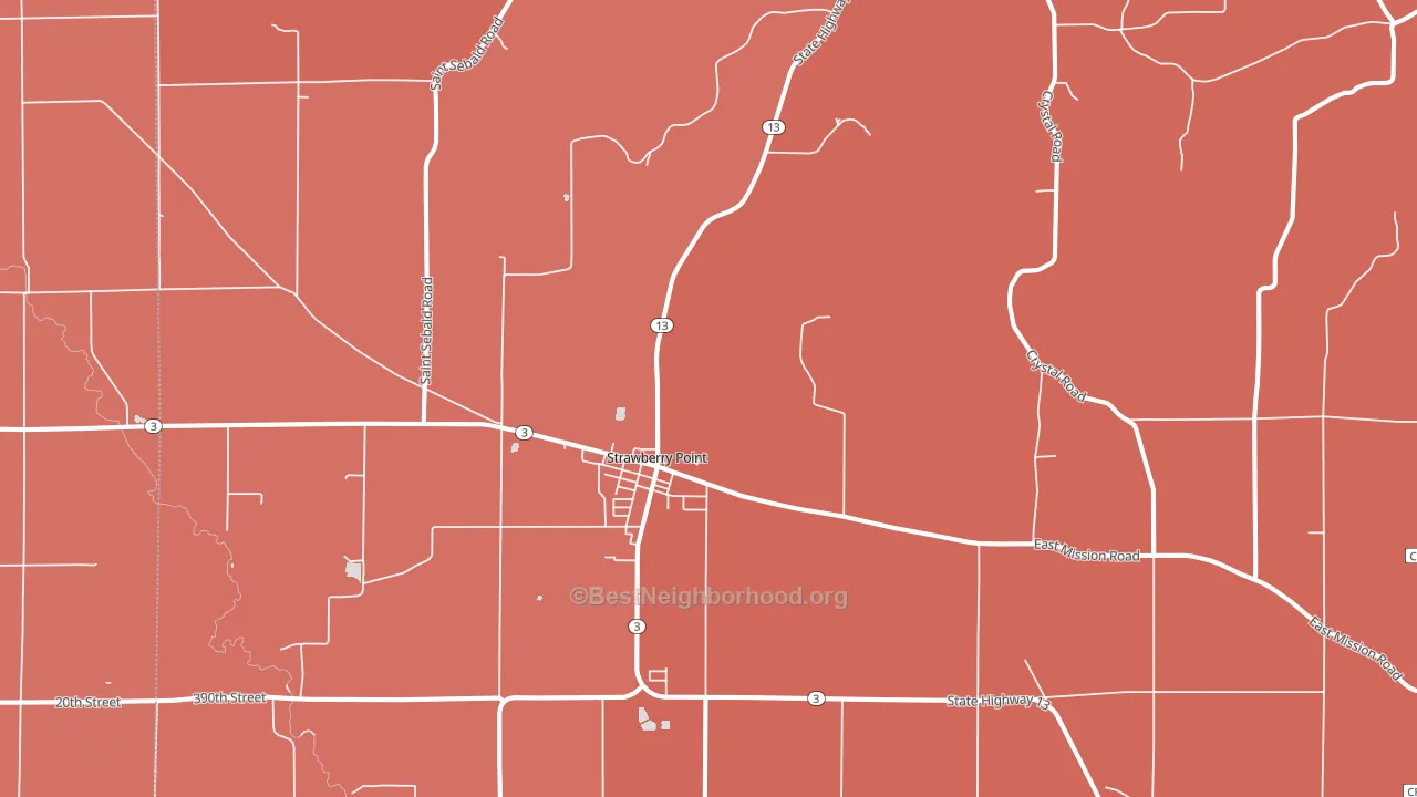 Strawberry Point, IA block-group political-lean map