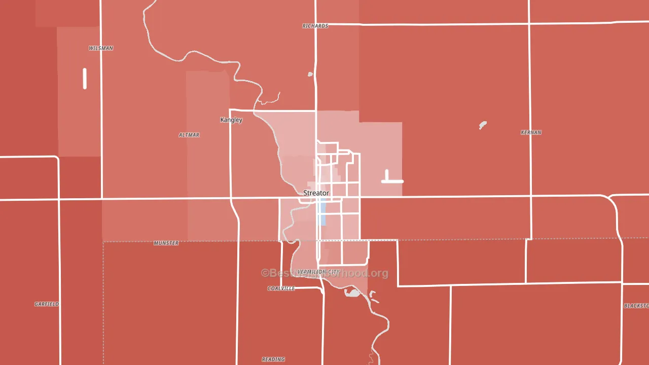 Streator, IL block-group political-lean map