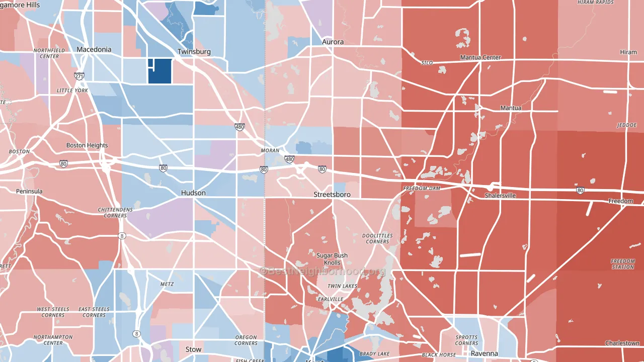 Streetsboro, OH block-group political-lean map