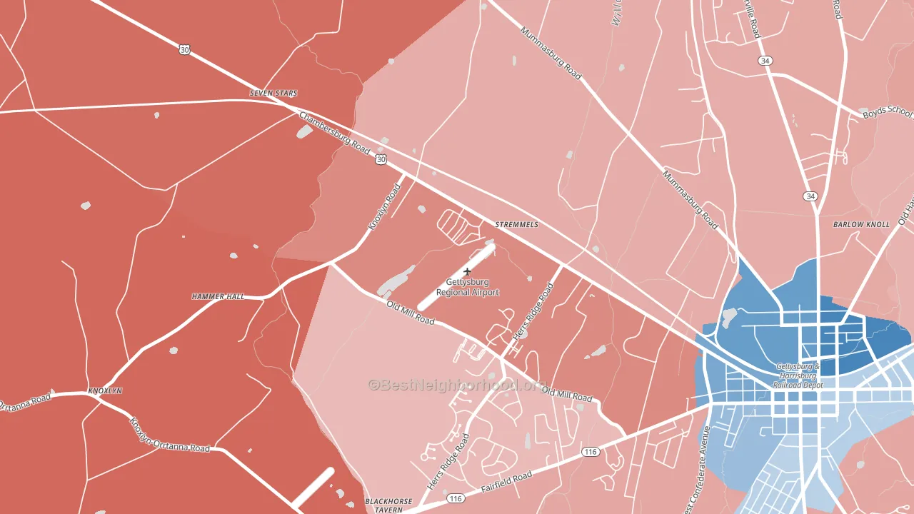 Stremmels, PA block-group political-lean map
