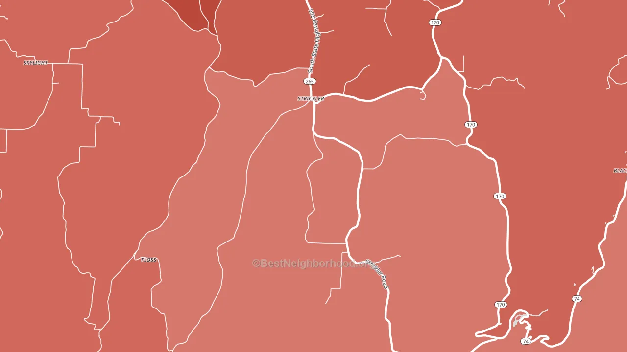 Strickler, AR block-group political-lean map