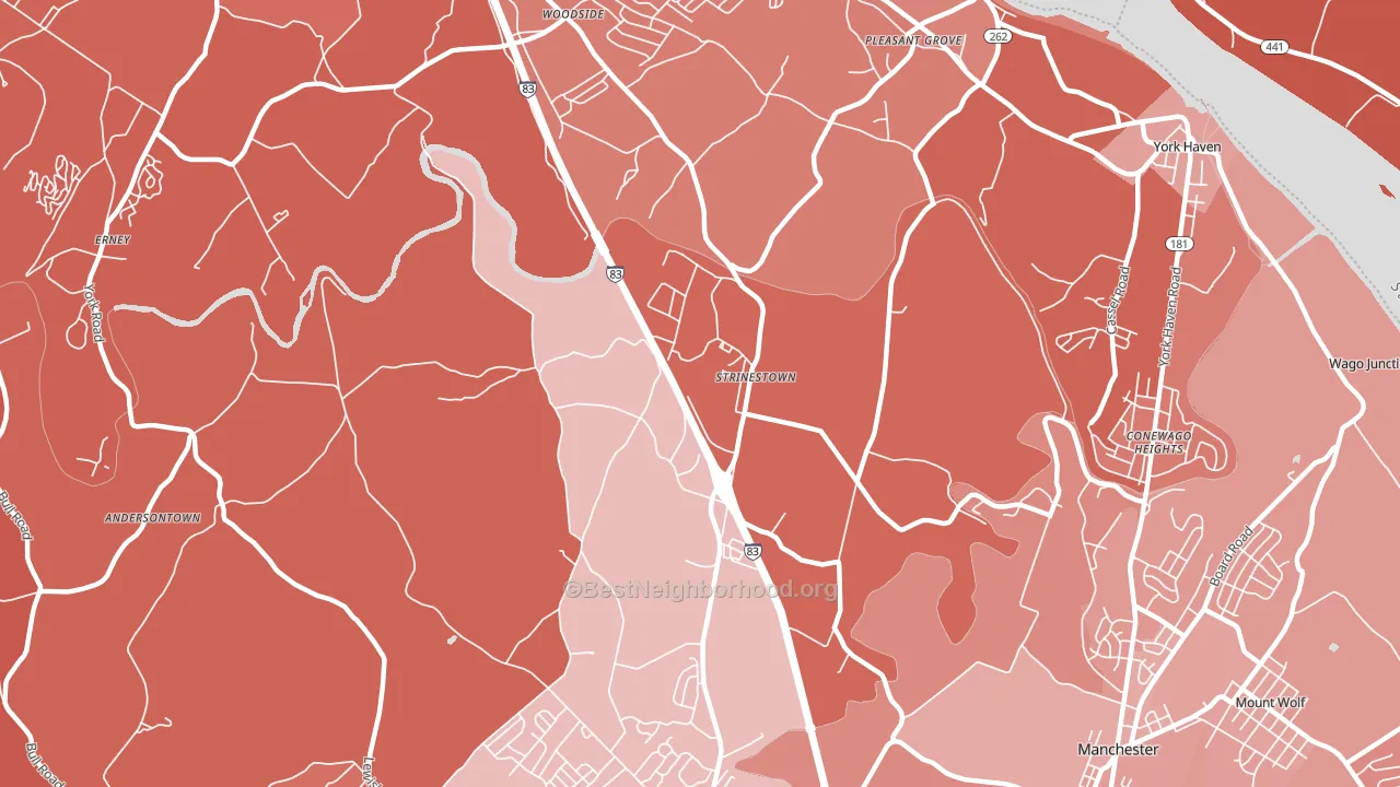 Strinestown, PA block-group political-lean map