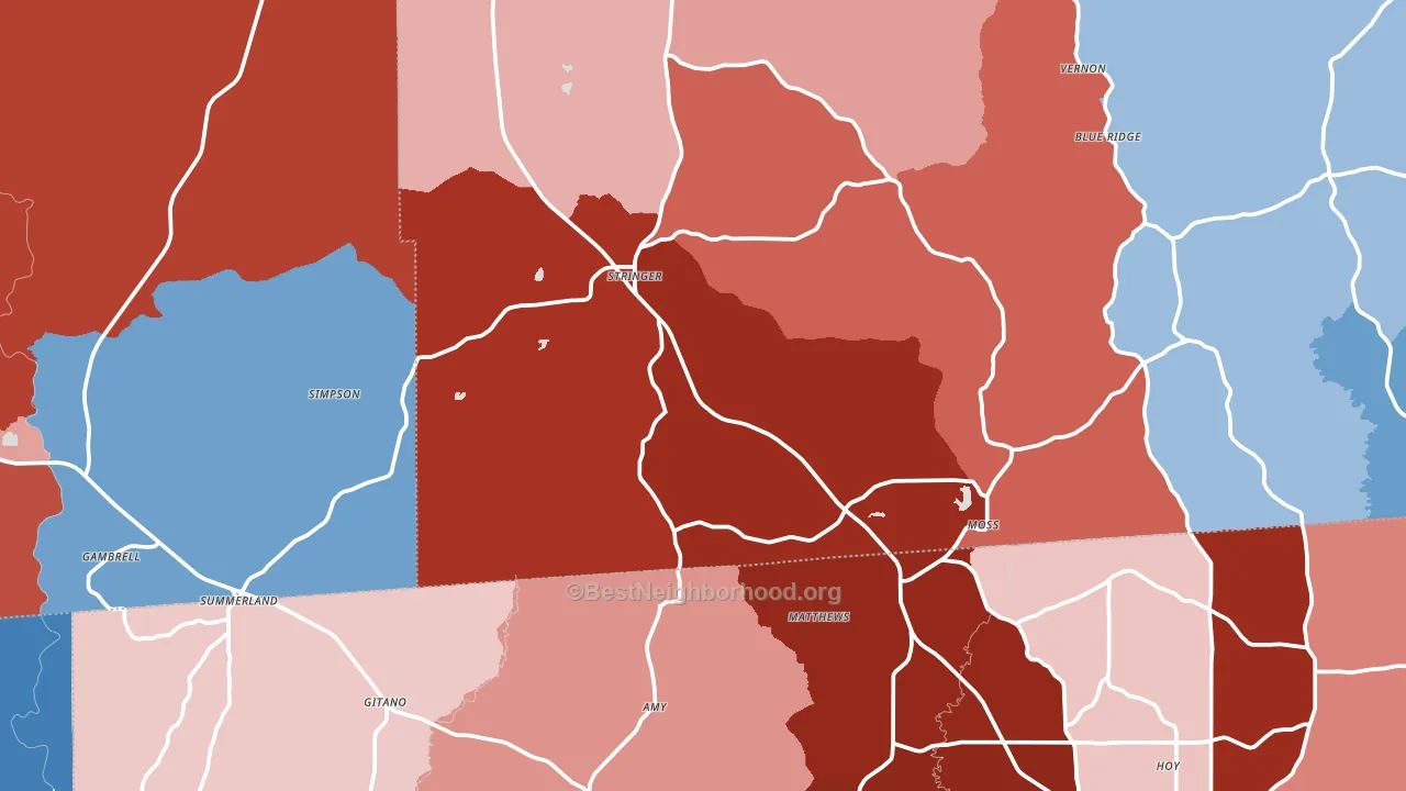 Stringer, MS block-group political-lean map